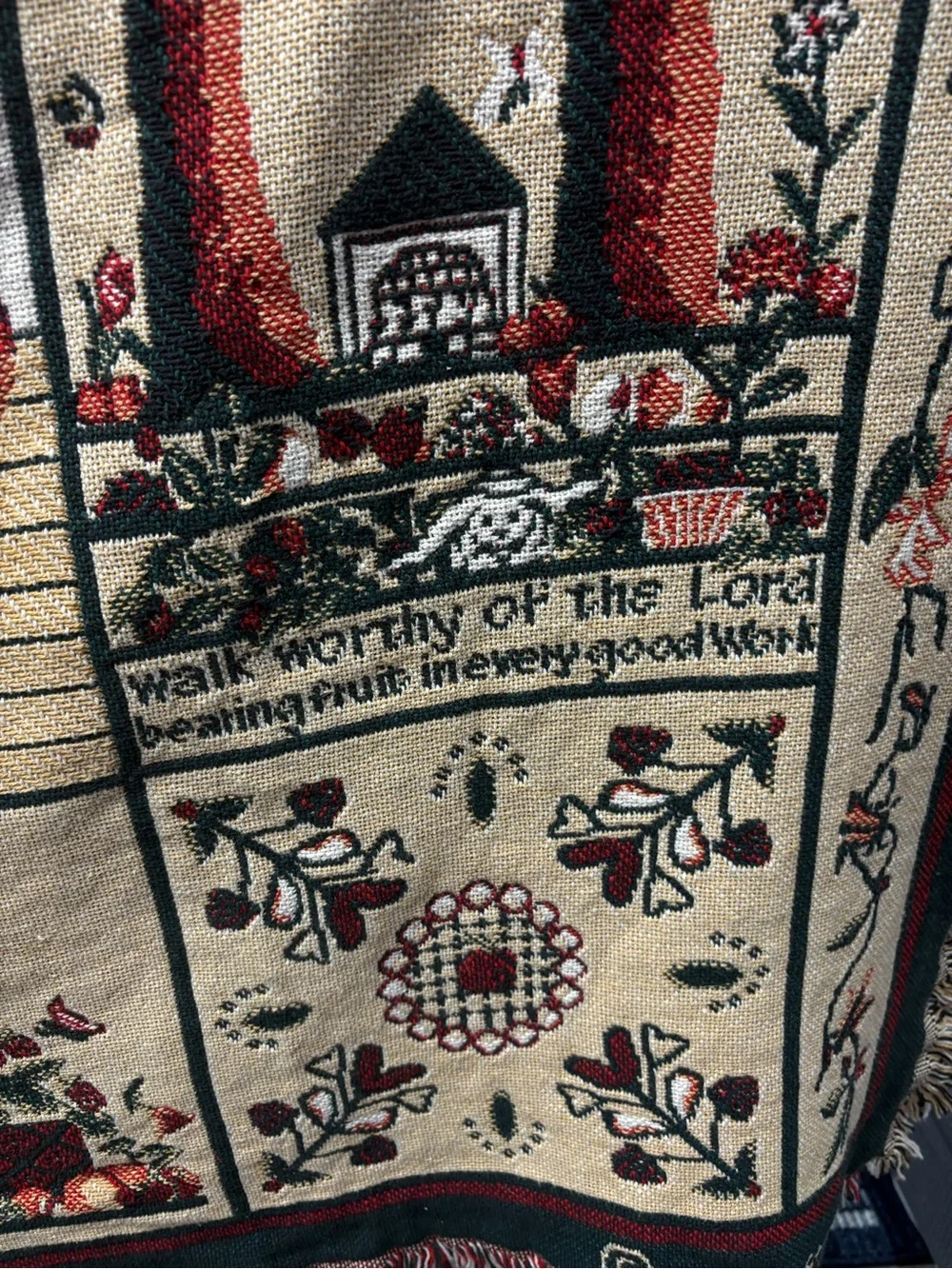 Vintage Goodwin Weavers Classic  Fruit Basket Tapestry Throw Blanket